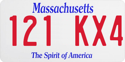 MA license plate 121KX4