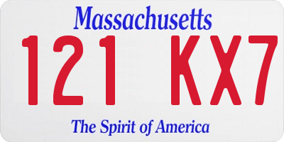 MA license plate 121KX7