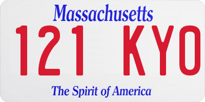 MA license plate 121KY0