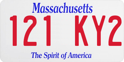MA license plate 121KY2