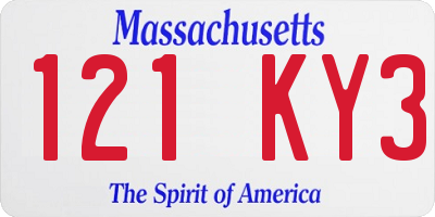 MA license plate 121KY3