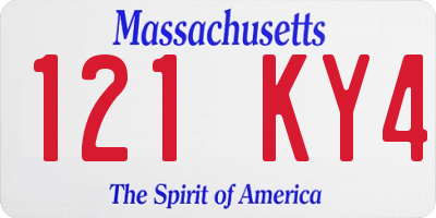 MA license plate 121KY4