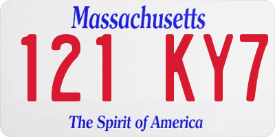 MA license plate 121KY7