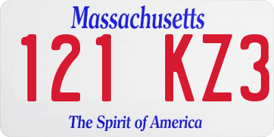 MA license plate 121KZ3