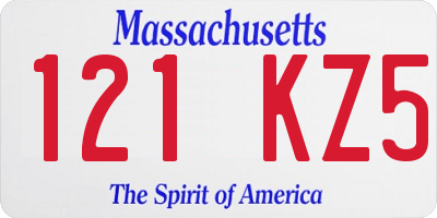 MA license plate 121KZ5