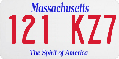 MA license plate 121KZ7