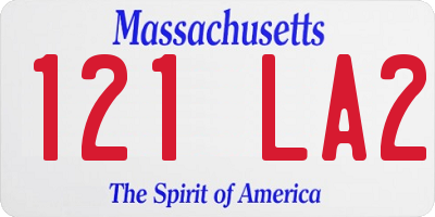 MA license plate 121LA2