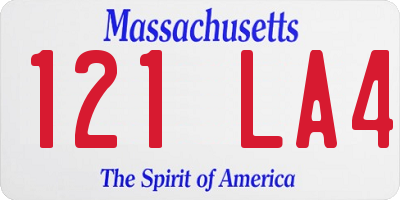 MA license plate 121LA4