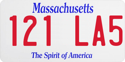 MA license plate 121LA5