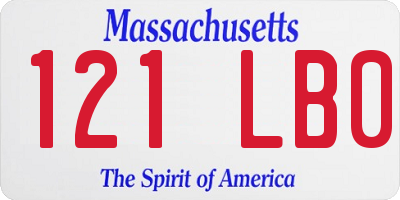 MA license plate 121LB0