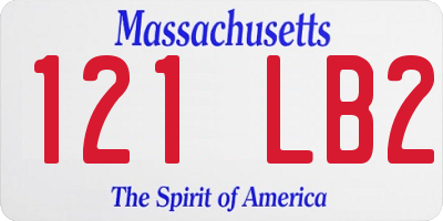 MA license plate 121LB2
