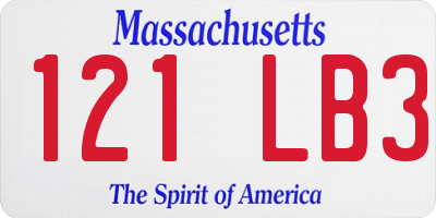 MA license plate 121LB3