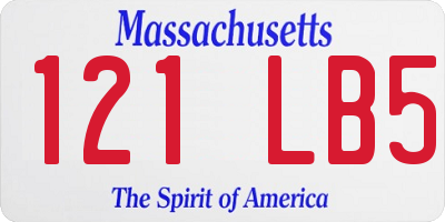 MA license plate 121LB5