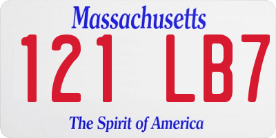 MA license plate 121LB7