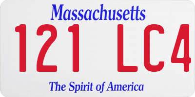 MA license plate 121LC4