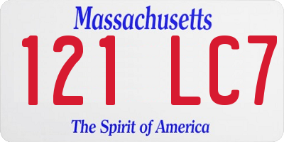 MA license plate 121LC7