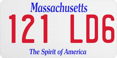 MA license plate 121LD6