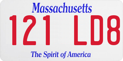 MA license plate 121LD8