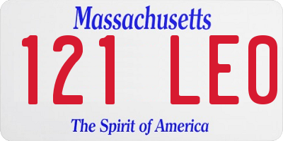 MA license plate 121LE0