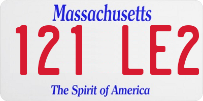 MA license plate 121LE2