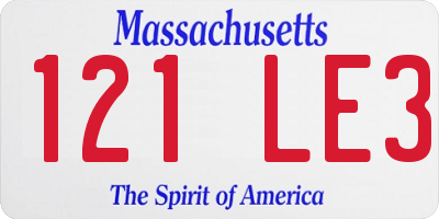 MA license plate 121LE3