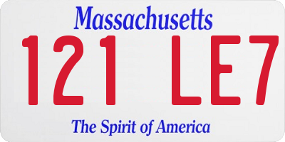 MA license plate 121LE7