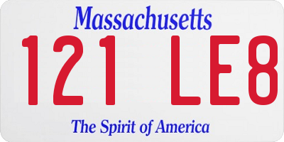 MA license plate 121LE8