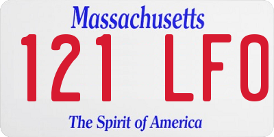 MA license plate 121LF0