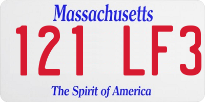 MA license plate 121LF3