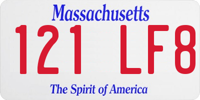 MA license plate 121LF8