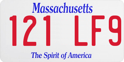MA license plate 121LF9
