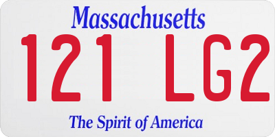 MA license plate 121LG2