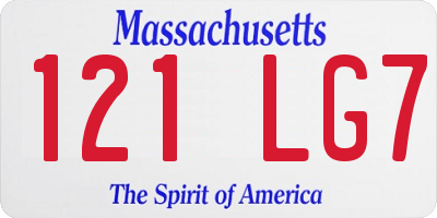 MA license plate 121LG7