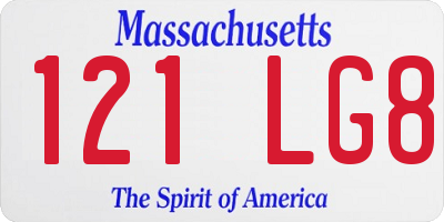 MA license plate 121LG8
