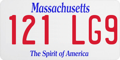 MA license plate 121LG9