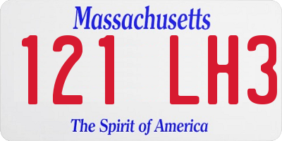 MA license plate 121LH3