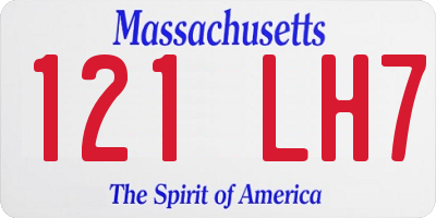 MA license plate 121LH7