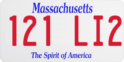 MA license plate 121LI2