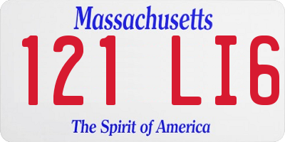 MA license plate 121LI6