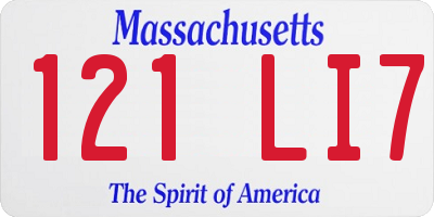 MA license plate 121LI7
