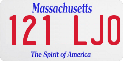 MA license plate 121LJ0