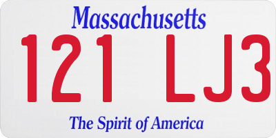 MA license plate 121LJ3