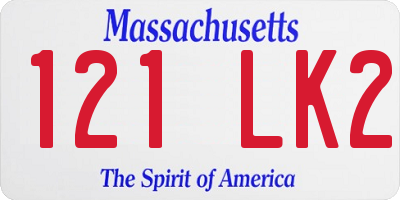 MA license plate 121LK2
