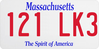 MA license plate 121LK3