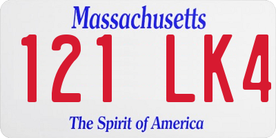 MA license plate 121LK4