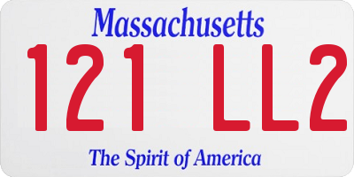 MA license plate 121LL2