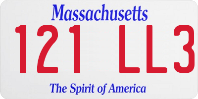 MA license plate 121LL3