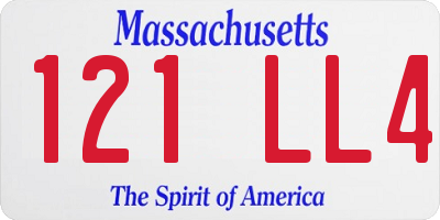MA license plate 121LL4