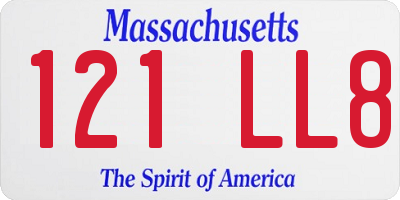 MA license plate 121LL8