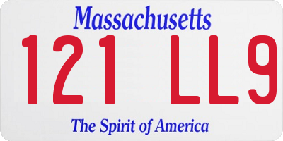 MA license plate 121LL9
